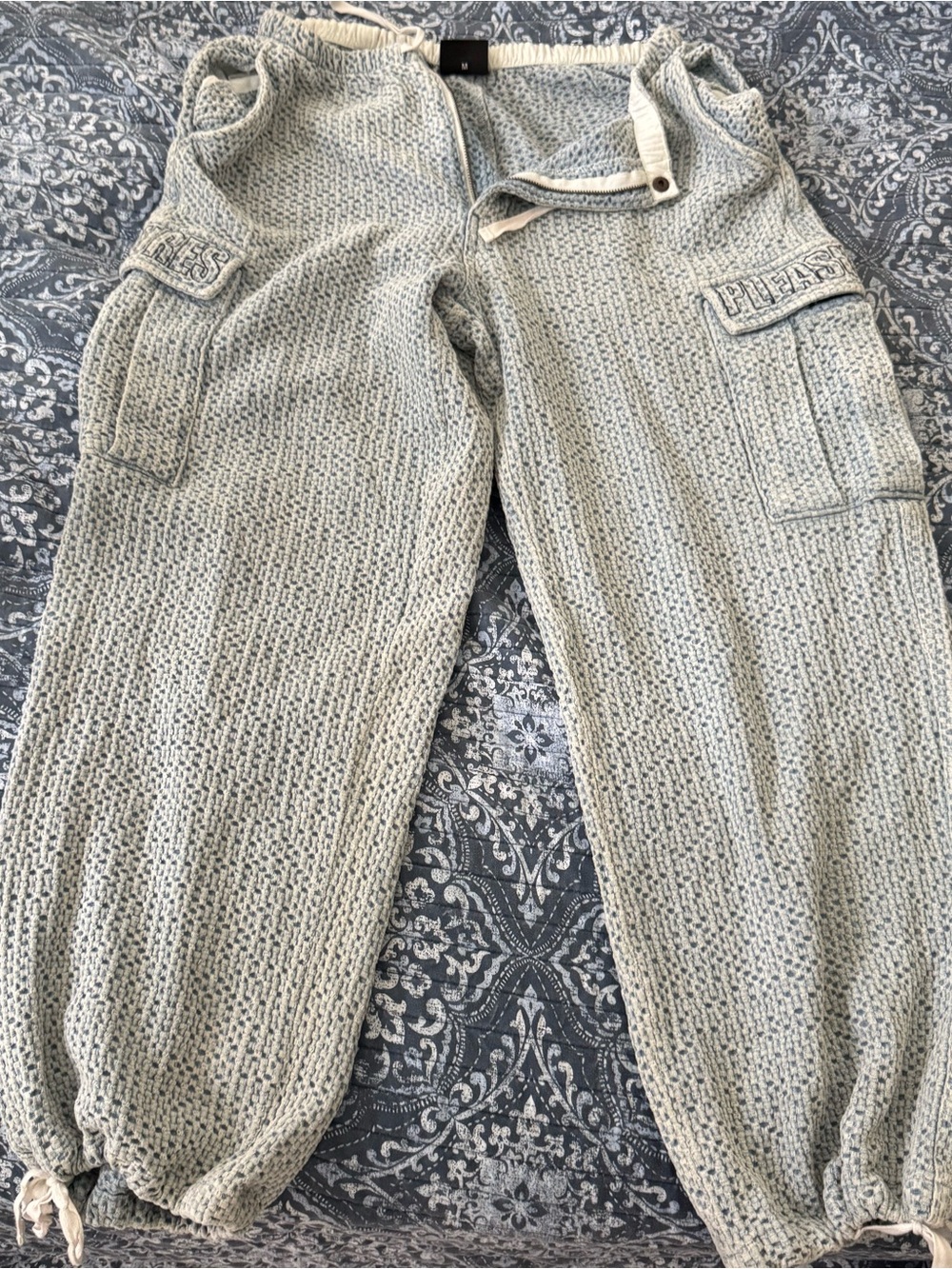 Light Blue Knit Cargo Joggers